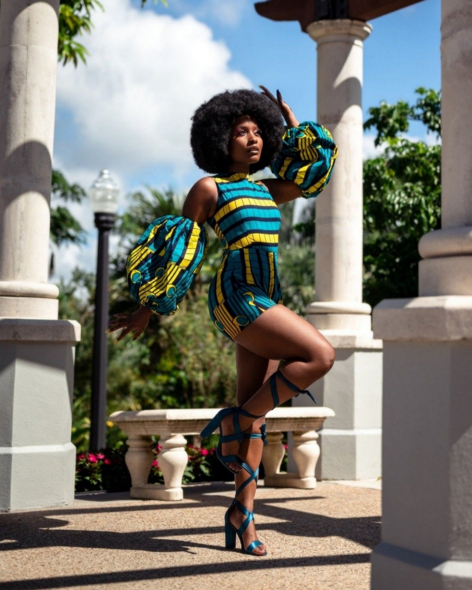 African Warrior Jumpsuit with Puff Sleeves – SHOP TROY MASSA